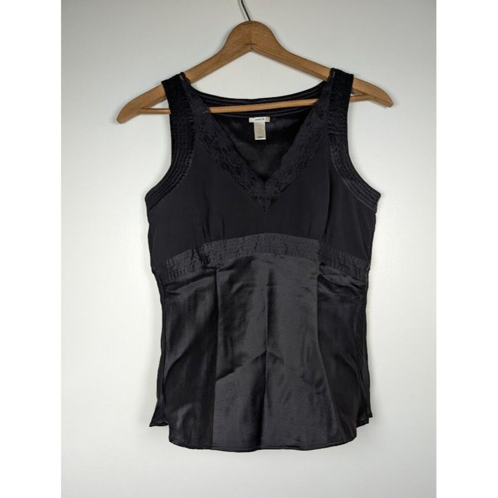 Y2K Old Navy‎ Babydoll Tank Top Medium Beaded Silk Whimsigoth Witchy Goth Silk